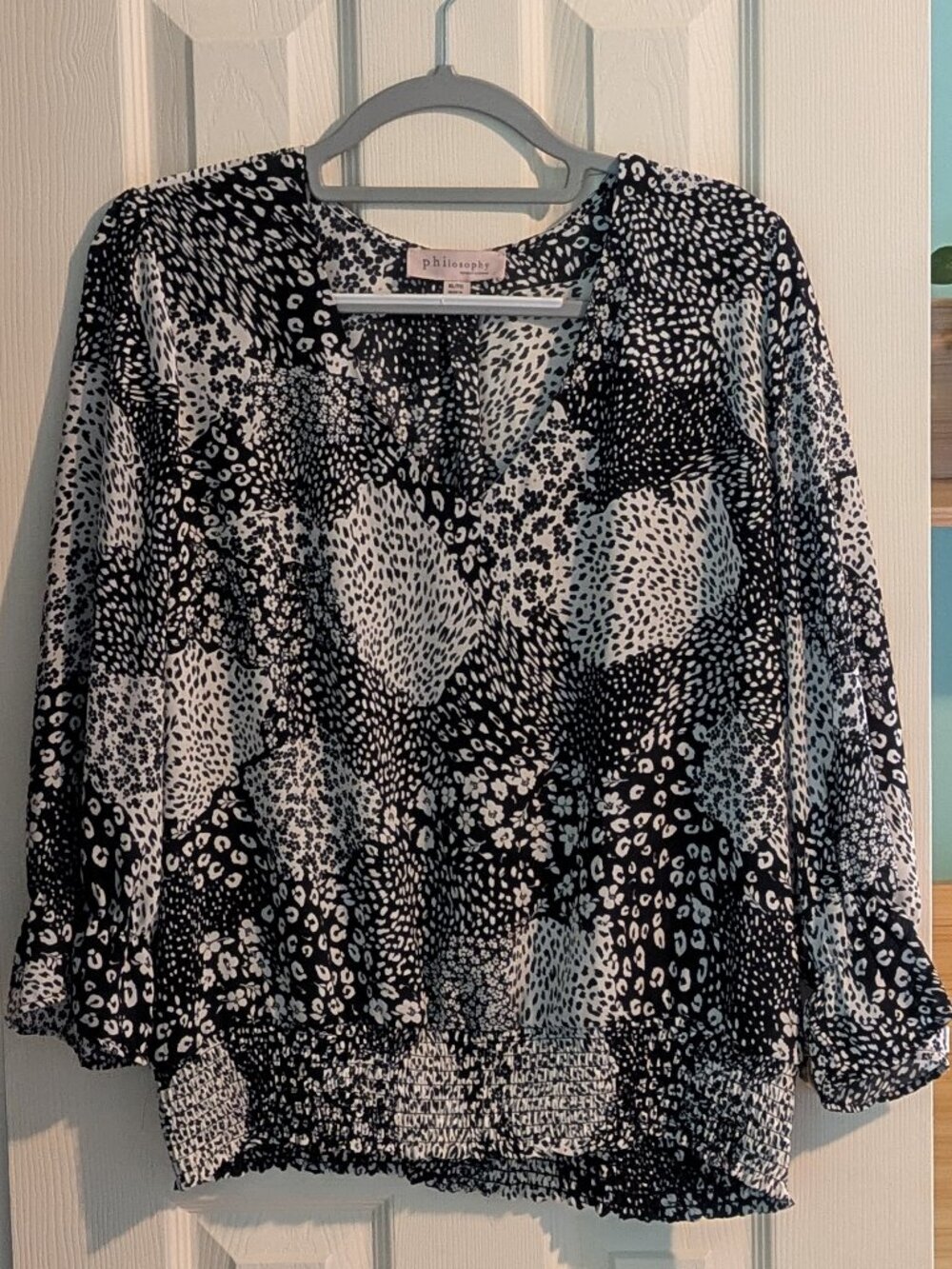 Philosophy Multi-Print Smocked Waist Blouse